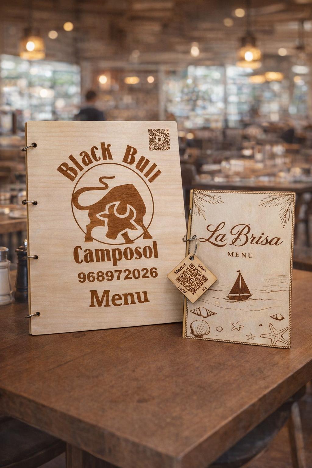 Menus A4 Custom Made - Wooden fold out menus with your personalized design
